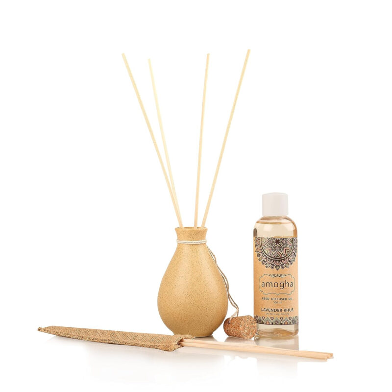 Amogha Lavender Khus Reed Diffuser with 100ml Oil and 8N Reed Sticks - Image 4