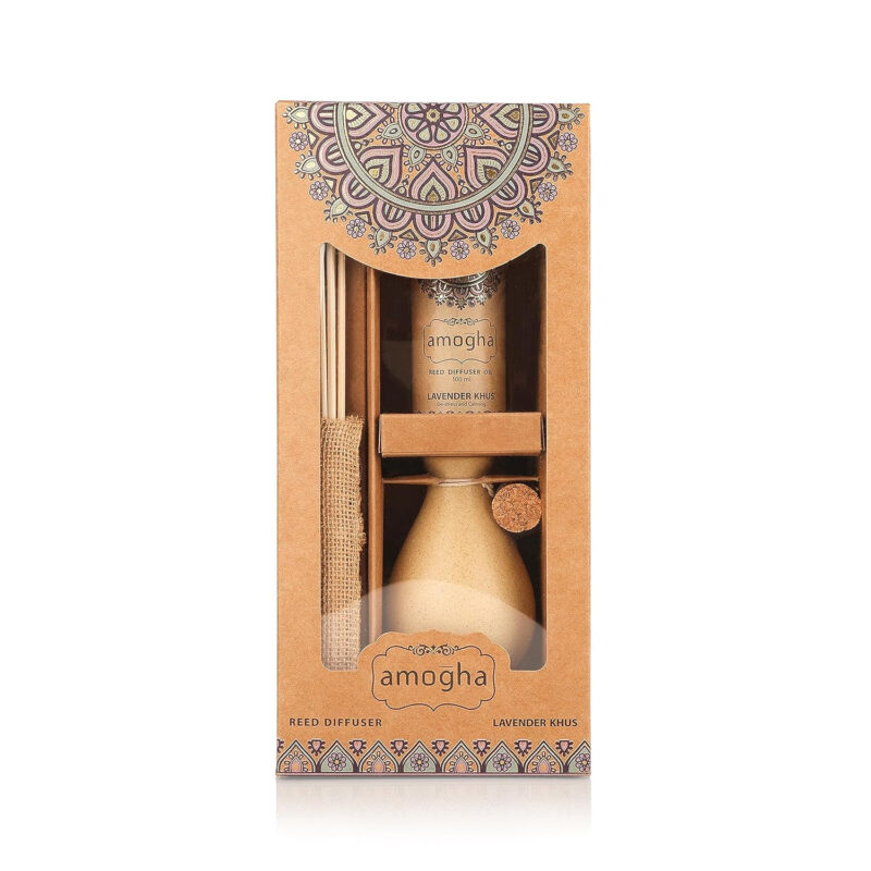 Amogha Lavender Khus Reed Diffuser with 100ml Oil and 8N Reed Sticks - Image 5