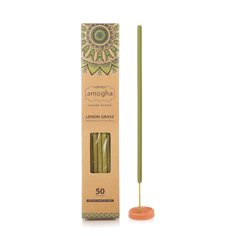 Amogha Citronella Garden Incense Sticks with Terracotta Holder,50 Sticks -for out door only | 16"Inch Agarbatti Sticks with 2 Hours Burning time | Purifying & Stimulating | Zero Carbon - Image 7