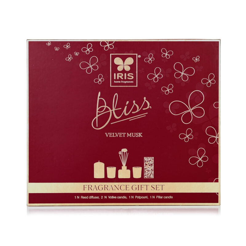 Iris Bliss Velvet Musk Fragrance Giftset with Reed Diffuser,Votive Candles,Potpourri & Pillar Candle - Image 6