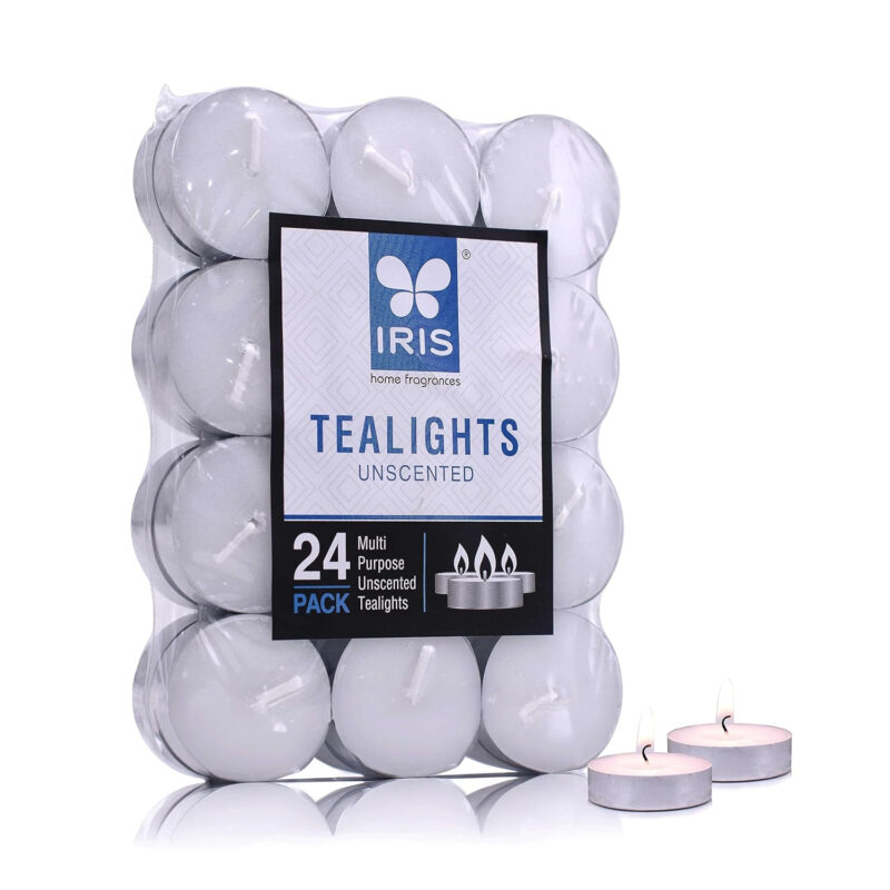 IRIS New set of unscented 24 tea lights in a uniformed pack of 9gm each