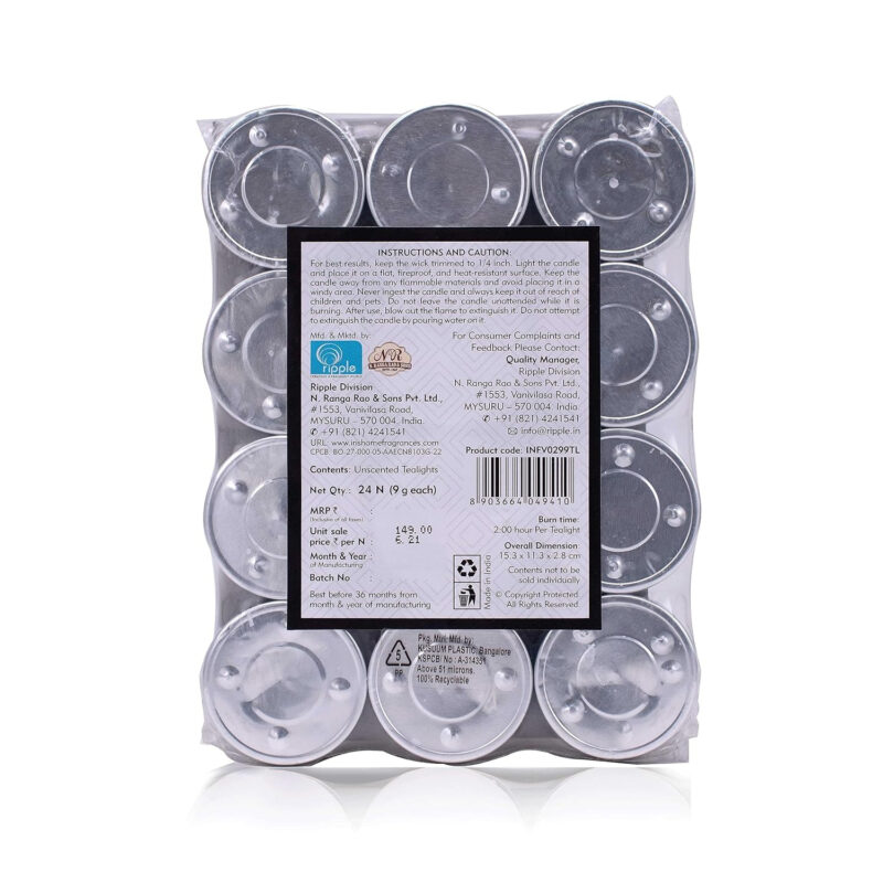 IRIS New set of unscented 24 tea lights in a uniformed pack of 9gm each - Image 5