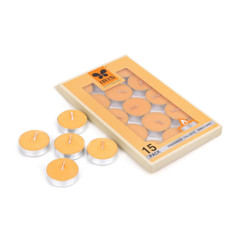 Iris Homefragrances Fragranced Tealights- Pack of 15- Fragrance  (Mango Sorbet)  9g Each(Set of 2) - Image 3