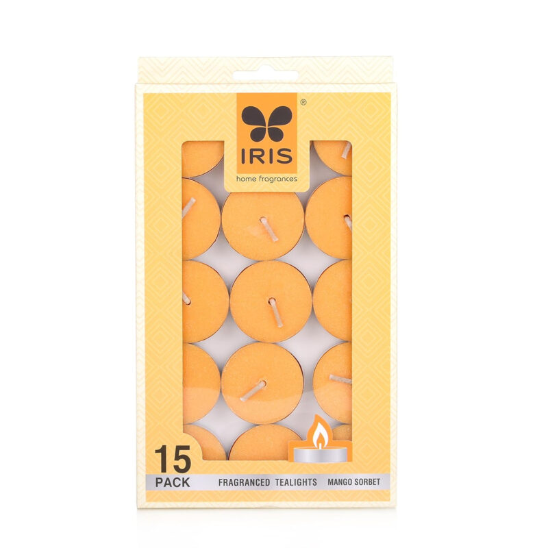 Iris Homefragrances Fragranced Tealights- Pack of 15- Fragrance  (Mango Sorbet)  9g Each(Set of 2) - Image 4